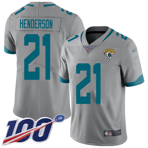 Nike Jaguars 21 C.J. Henderson Silver Men Stitched NFL Limited Inverted Legend 100th Season Jersey